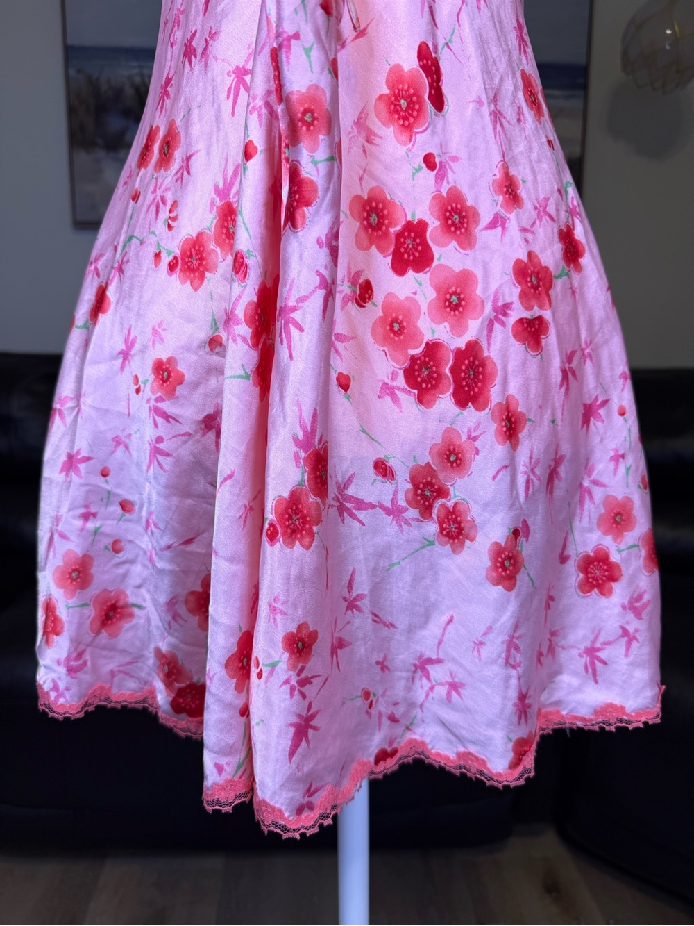 Victoria’s Secret EXTREMELY RARE Cherry Blossom Slip Dress Y2K Pink Lace Satin L - Picture 14 of 15